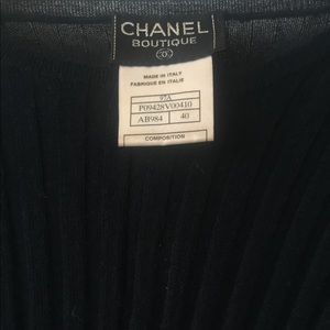 Vintage CHANEL Black Ribbed Cashmere Knit Top